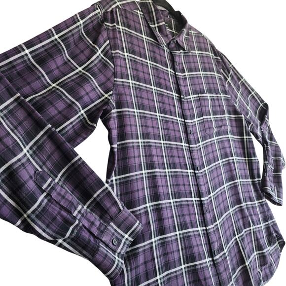 Vince Mens Berkeley Plaid Shirt Size XL Purple Classic Fit Button Down Collared - Picture 3 of 11